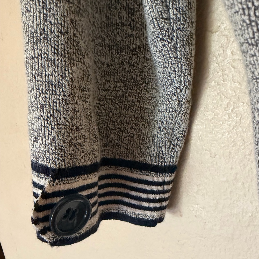 Emma James Claiborne Gray Scoopneck Sweater with white dark blue Striped Trim - Picture 3 of 8